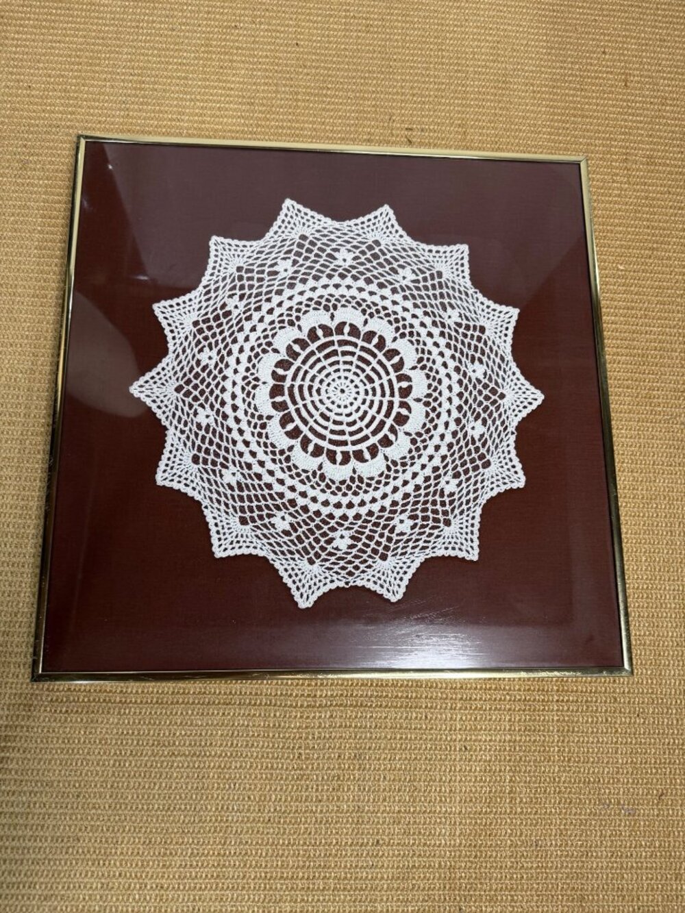 Framed White Crochet Doily Gallery Wall Art 20x20 Grandmacore Cottagecore